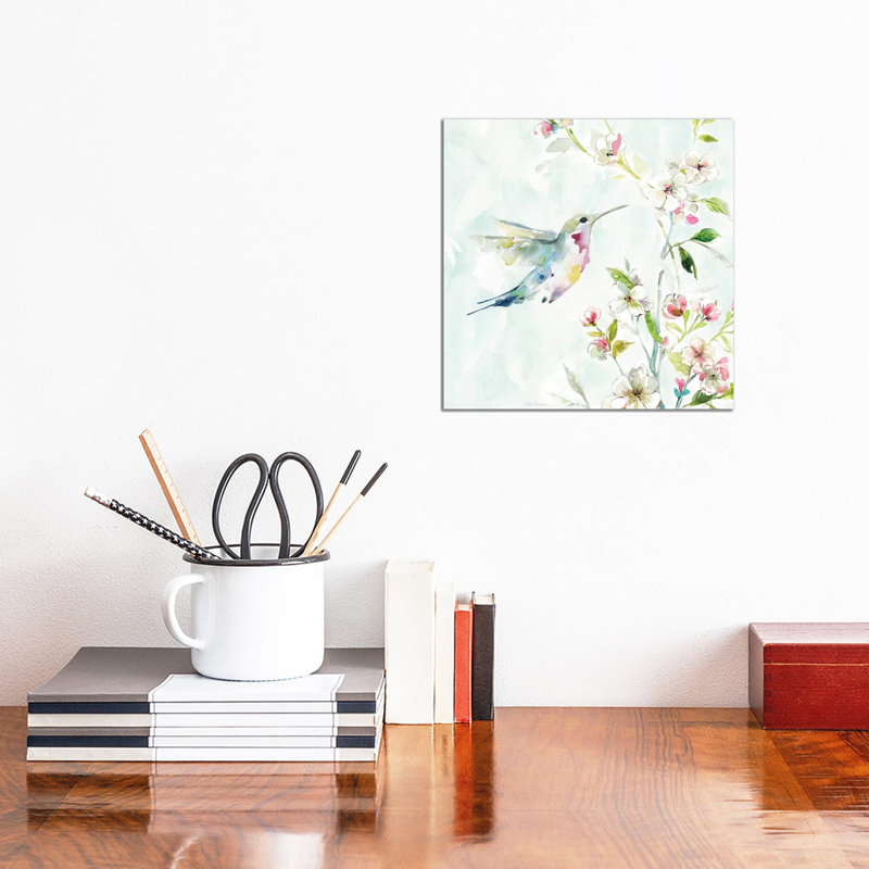 «Hummingbird III» par Carol Robinson - reproduction imprimée, H 12 po x l 12 po x P 0,75 po, Toile tendue, Pas de tapis