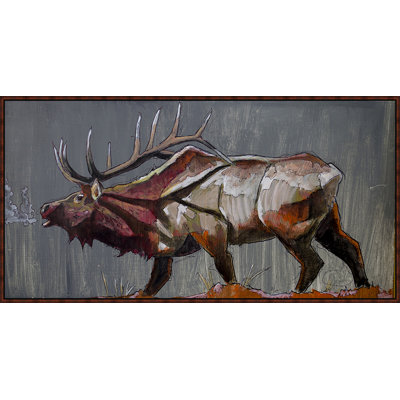 «Elk Gray Bugle», reproduction de peinture acrylique sur toile encadrée