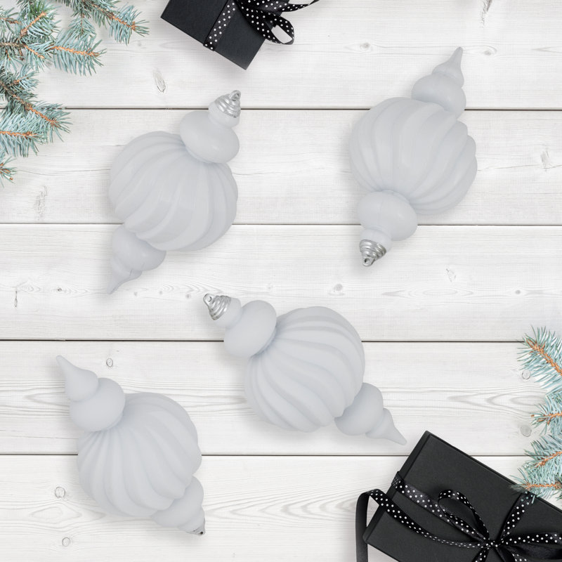 Shatterproof Commercial Size Finial Christmas Ornaments - 10" - Set Of 4, White