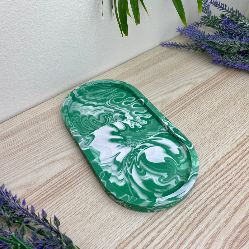 Oval Trinket Tray Dish, Green
