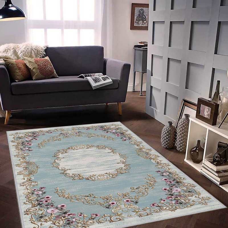 Stylish Woven Carpet, 5.2 x 7.5 Feet | 100% Polyester, 0.3 in Pile Height, Antibacterial, Non-Slip PVC Dot Underside | Machine Washable, 3D Digital Print | Perfect for Living Room, Bedroom & Home Décor