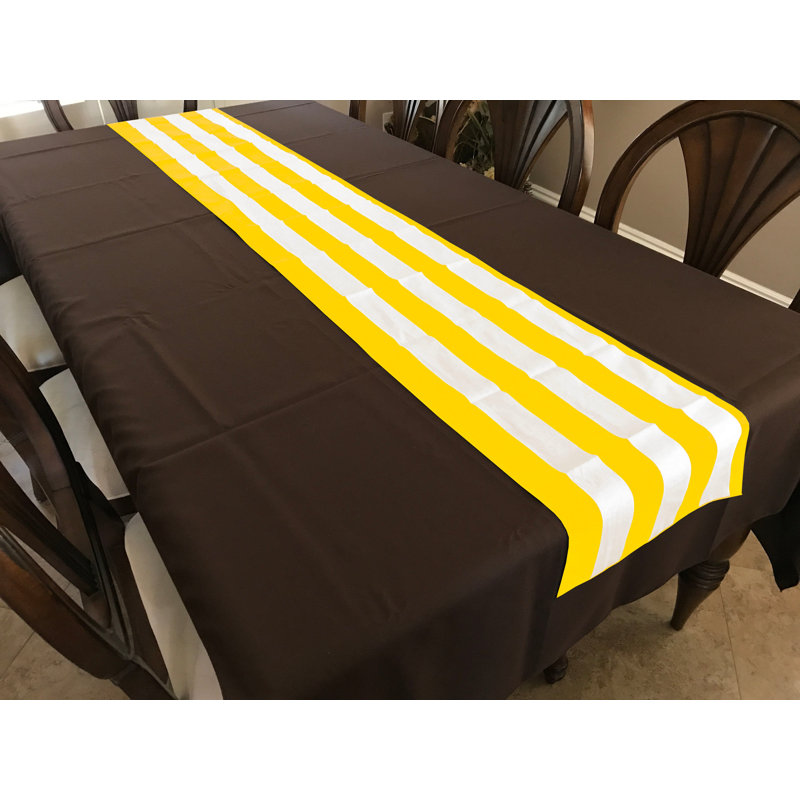 Eghard Rectangle Striped Cotton Table Runnner, 144" x 24", Yellow