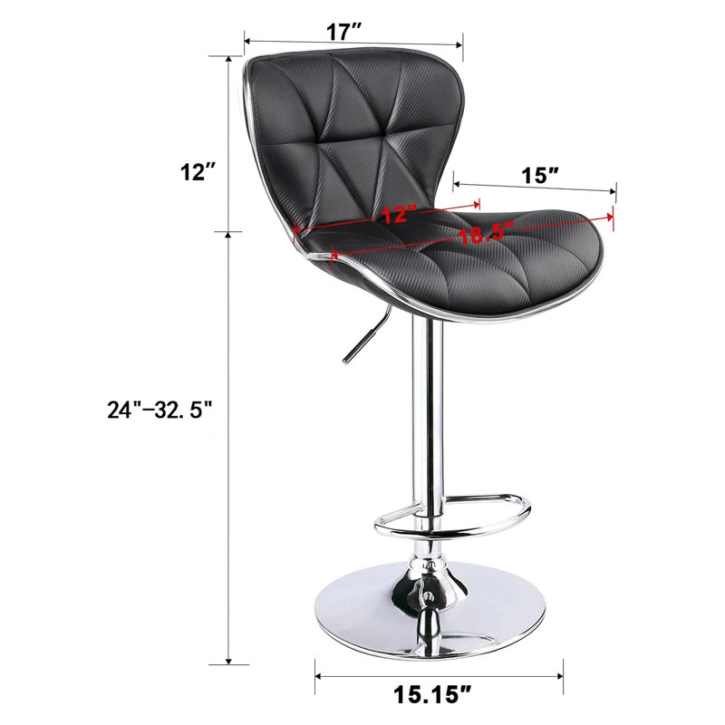 Maineville Shell Back 32.5" Adjustable Bar Stool, Black