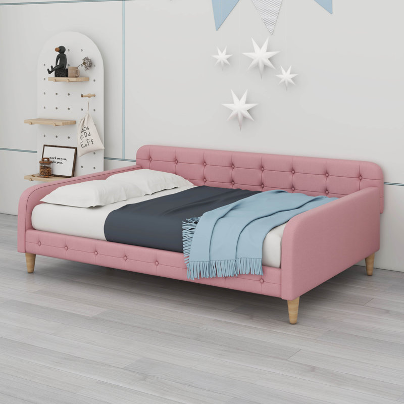 Lit de jour double rembourré avec 4 accoudoirs pour chambre d'amis / salon, Complet/Double, Rubine