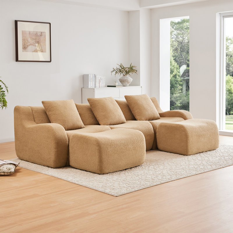 Canapé en forme de U, H 35,4 po x l 115,3 po x P 65,7 po, Chameau, 3
