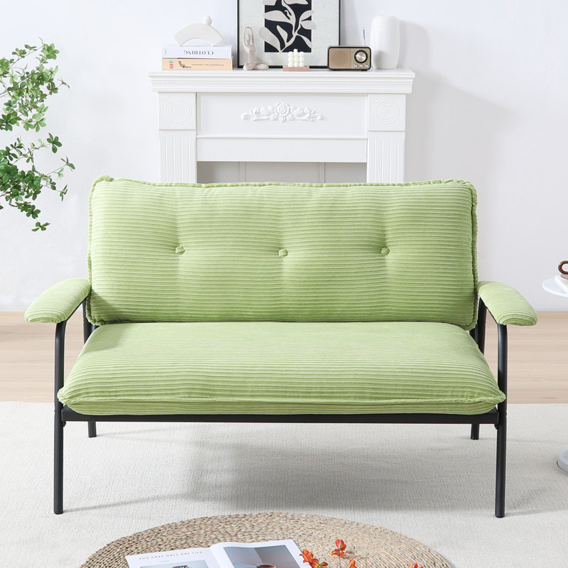 Compact 2-Seater Sofa with Tufted Back and Metal Frame for Small Spaces, Green