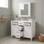 Meuble-lavabo autoportant avec comptoir intégré en composite, tablettes réglables et charnières à fermeture en douceur-470694810