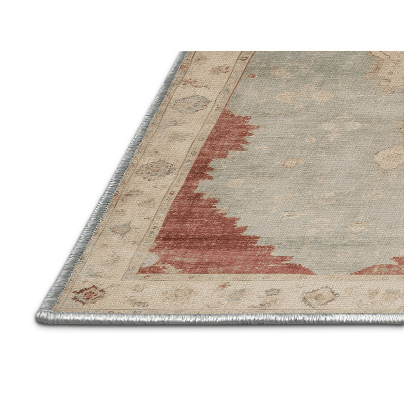 Tapis beige surteint lavable à la machine, Rectangle 5 pi x 8 pi