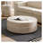 38.58'' Round Faux Travertine Coffee Table - No Assembly Required Fiberglass Living Room Coffee Table with Marble Pattern-1074251945