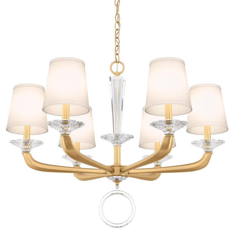Emilea 6 - Light Glass Chandelier, Heirloom Gold