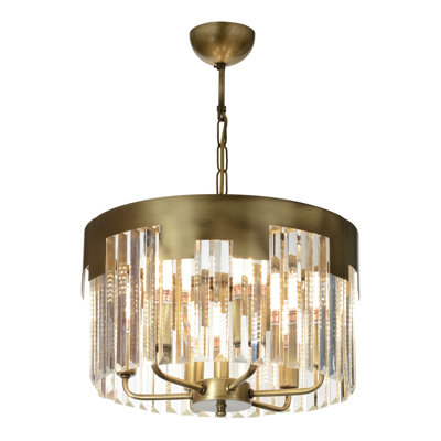 Elegant Vintage Metal Chandelier, 23.6 inches Height x 15.7 inches Diameter | 6 x E14 Bulb Sockets (Max 40W) | Glamorous Design with Crystal Cap | Perfect for Modern Home Décor, Living Room & Dining Room Lighting