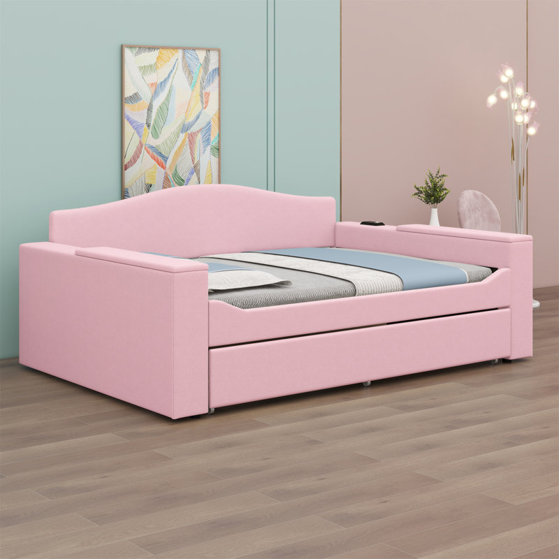 Upholstered Daybed, Pink, Twin