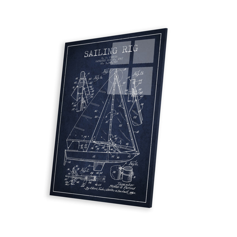 Voilier bleu marine sur plan en plastique / acrylique par Pixel vieilli