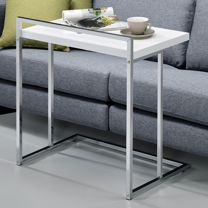 Table de bout Chandlar C Table, Chrome, Blanc