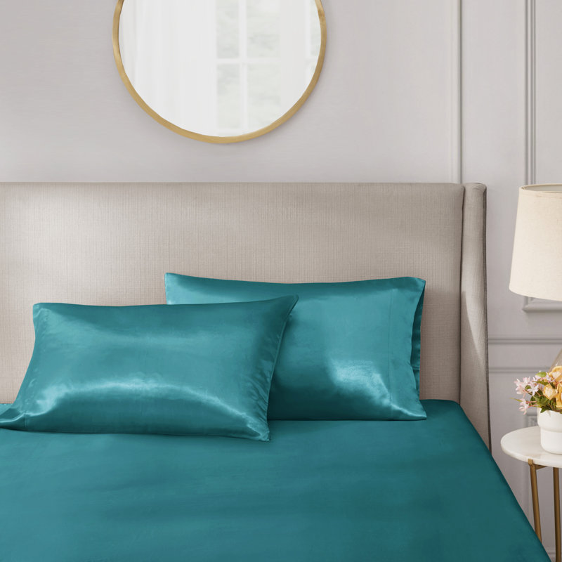 Teal Satin Standard/Queen Pillowcases Set of 2