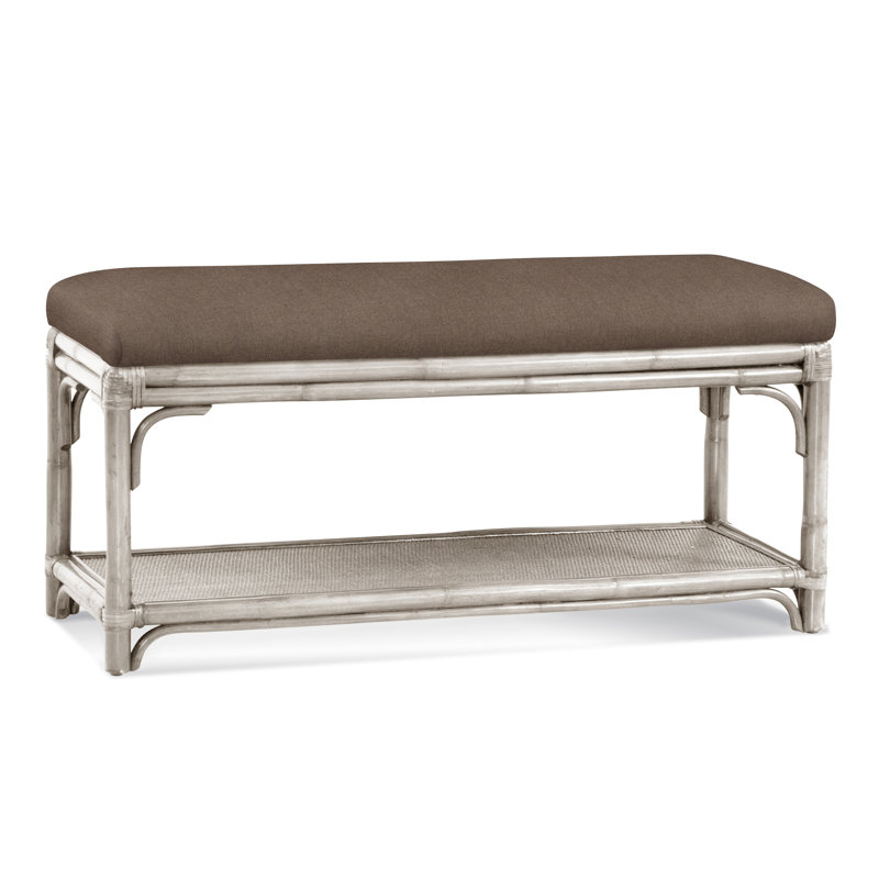 Banc de rangement en osier Summer Retreat, Blanc antique givré, Frêne Elite; 0321-83
