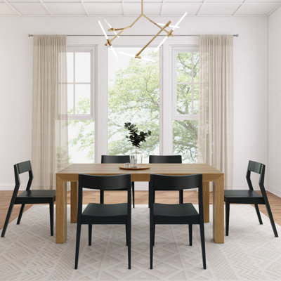 Keissy 6 - Person Pine Solid Wood Top Four Leg Base Dining Set