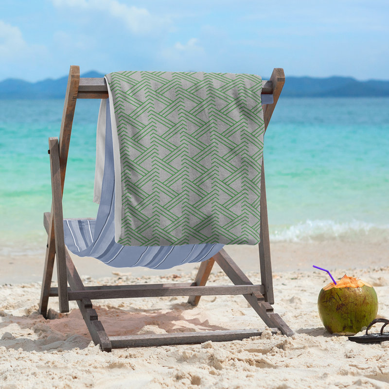 Serviette de plage zig zag classique, Bleu sarcelle / Gris