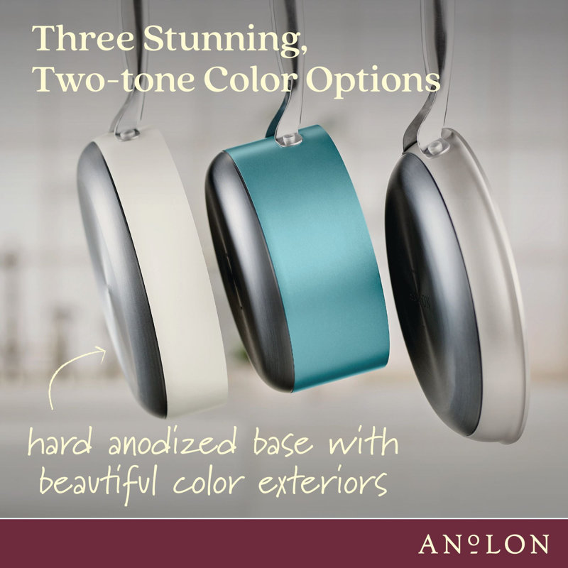 Anolon Achieve 9-Piece Hard Anodized Nonstick Cookware Pots and Pans Set, Cream, Cream