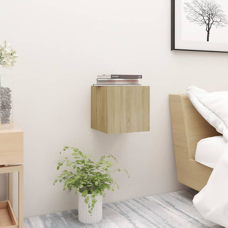 Drayden 30.5cm W Manufactured Wood Bedside Table, Set of 2, Sonoma Oak