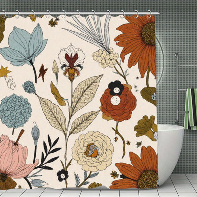 Rideaux de douche Retro Floral, 71 x 71