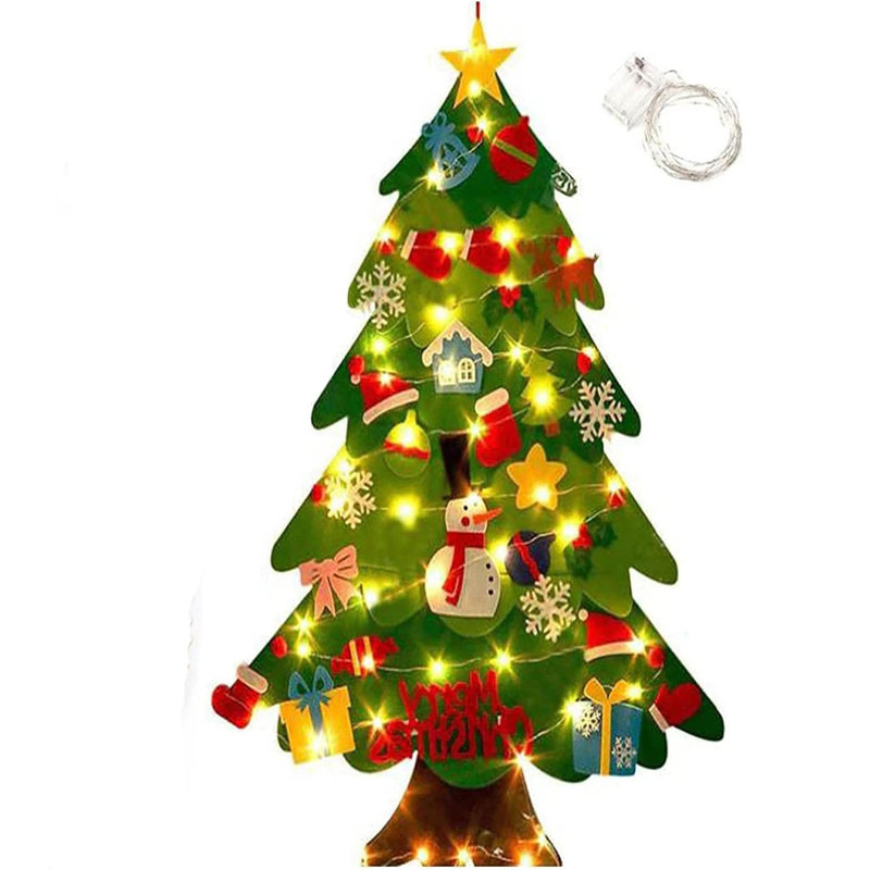 Ensemble d'arbre de Noël en feutre de 3,6 pi avec décorations de Noël pour Noël