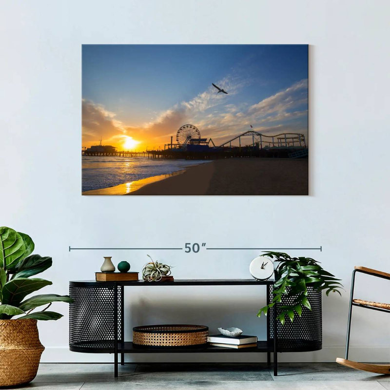 Scène de plage Gillard Santa Monica, H 30 po x l 45 po