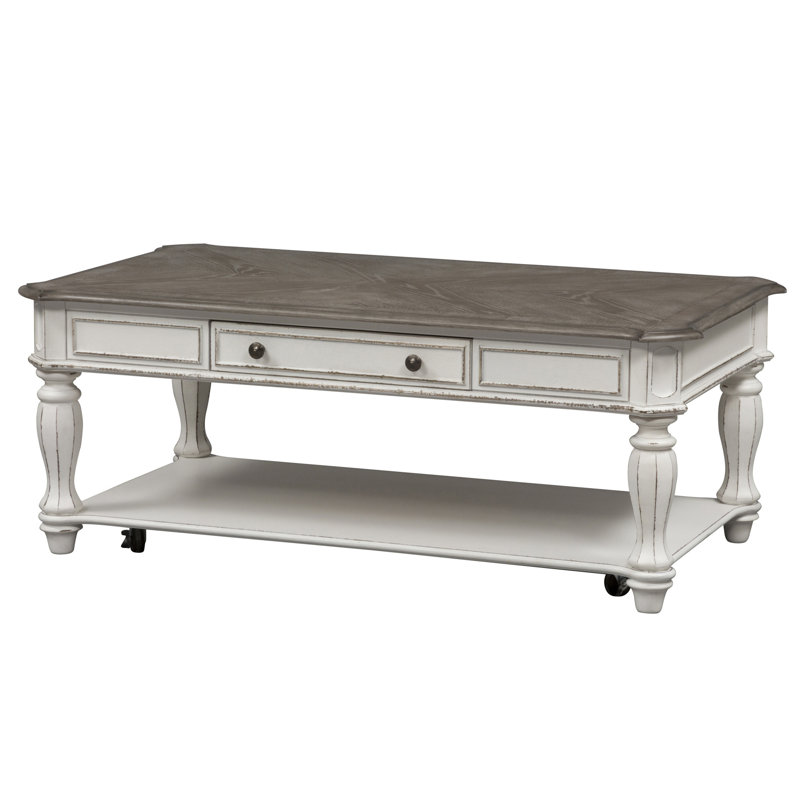 Table basse rectangulaire en bois avec rangement Colchester, Blanc