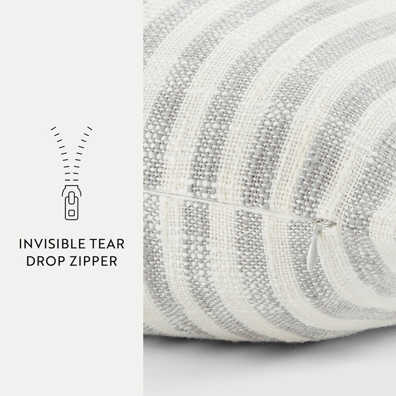 Gray and White Cotton Square Throw Pillow, 20 x 20 inches