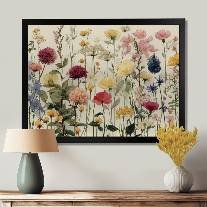 Delicate Wildflower Wall - Wildflowers Canvas Prints, Red Floral Wall Art, 30" H x 40" W, Black