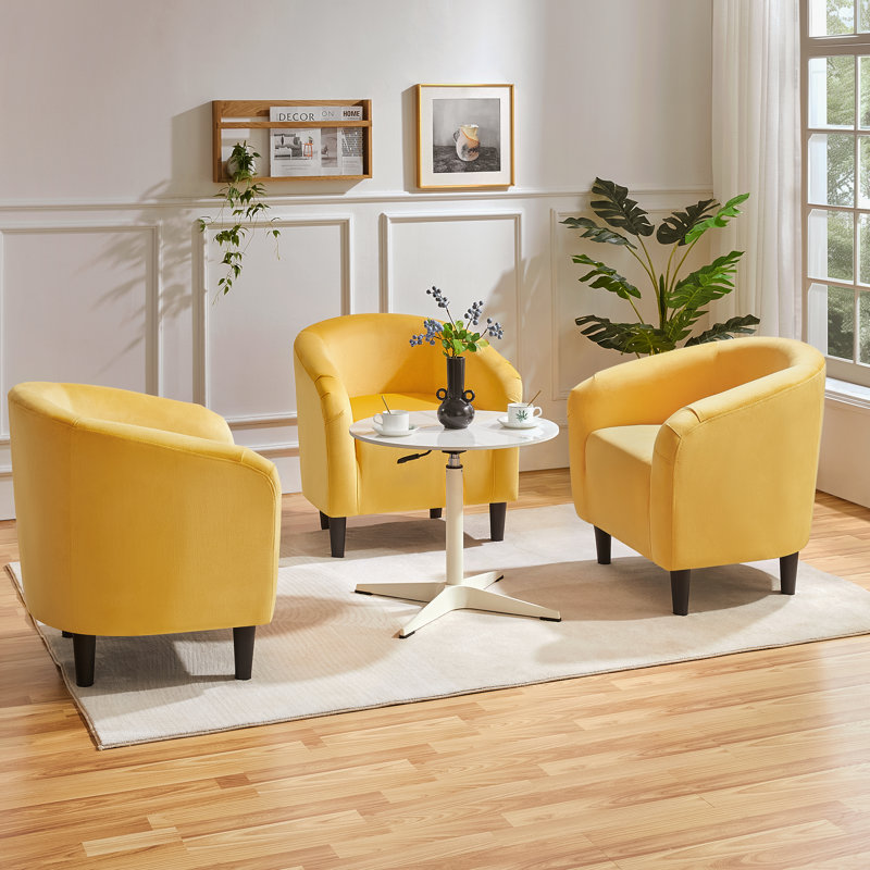 Robeson 28" Wide Velvet Barrel Chair, Yellow Velvet