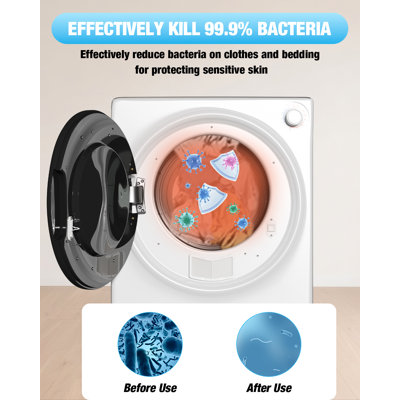 2.6 Cu.Ft. Compact Portable Dryer, Stainless Steel Tub, 4 Modes Front Load Electric Dryer White