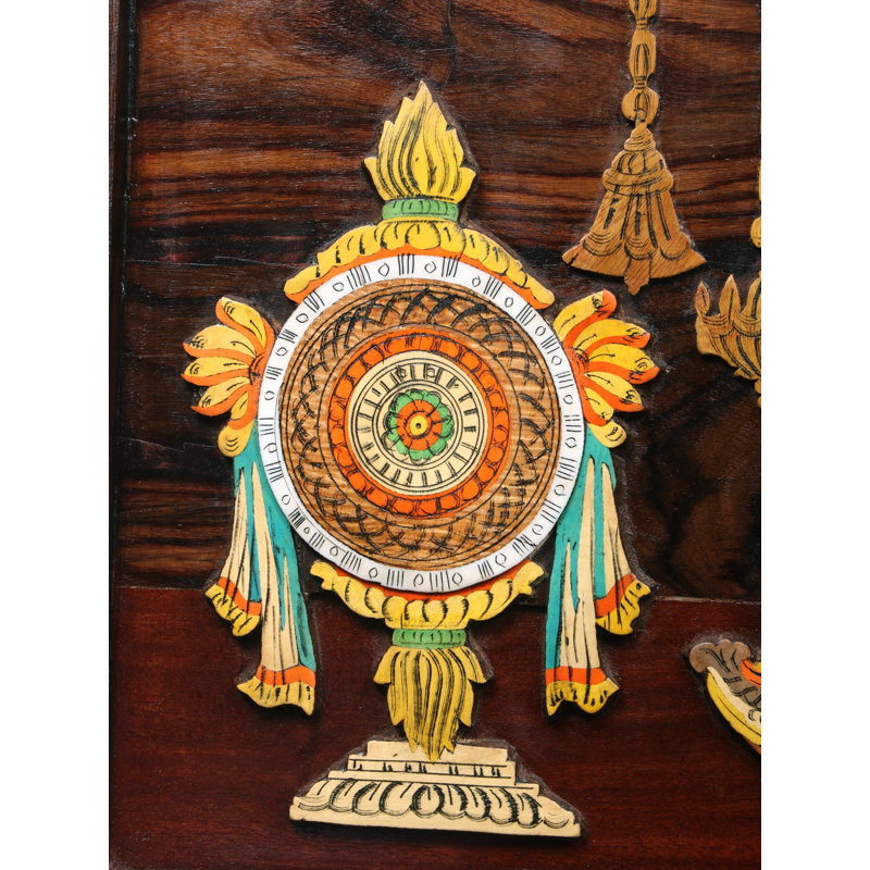 30" Tirupati Balaji with Vaishnava Symbols Natural Color on Wood Panel with Inlay Work - Handcrafted Traditional Indian Religious Spiritual Wall Art Home Temple Decor