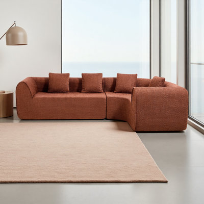 110" Modern Curved L-Shaped Modular Sectional Sofa with High-Density Fully Compressed Sponge, 2-Piece Set, Fully Assembled Right Hand Facing, Perfect for Living Room, Lounge