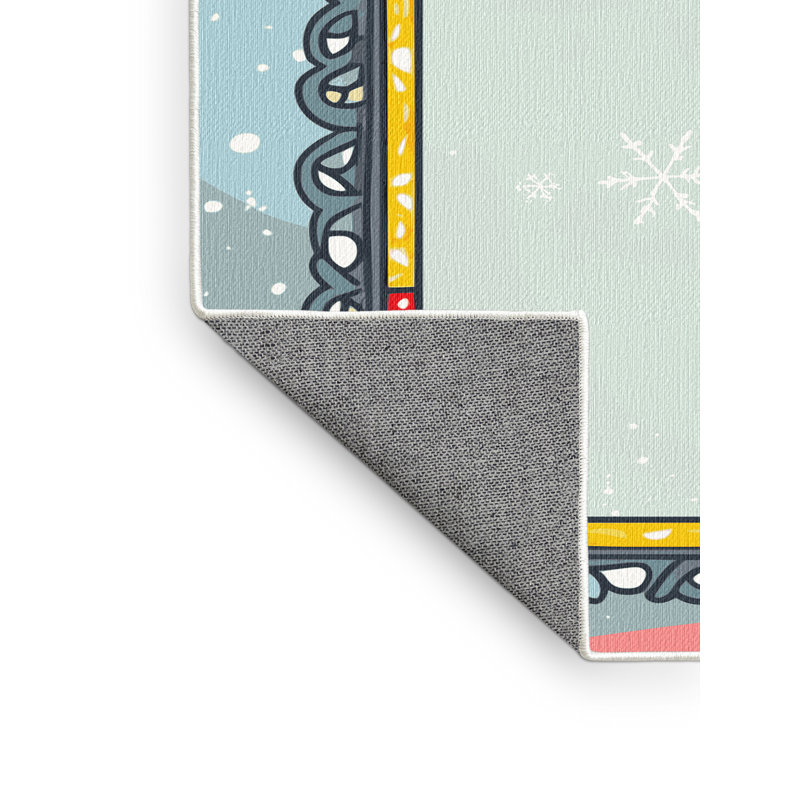 The Holiday Aisle® Washable Christmas Winter Holiday Rug, Rectangle 5' x 8'