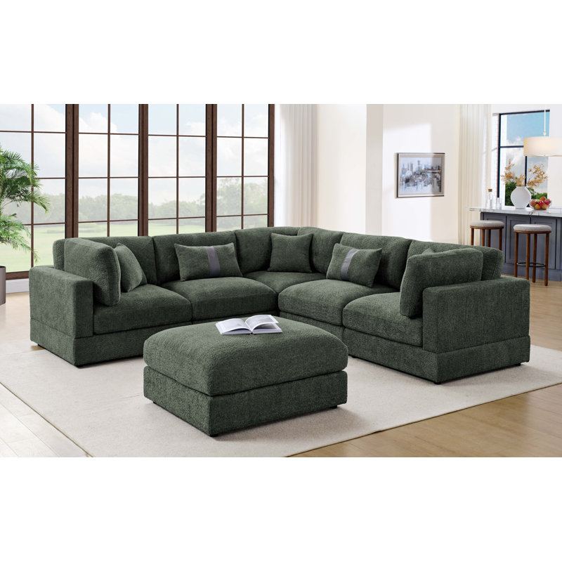 Canapé modulaire Luxecloud, Vert bouclé / polyester