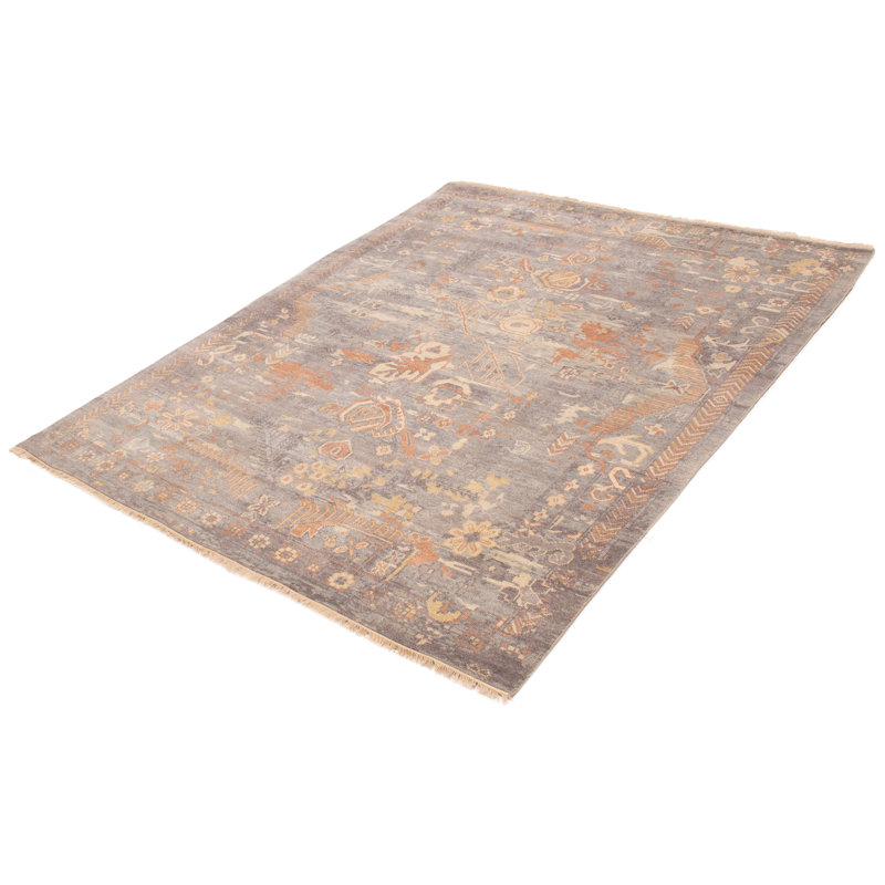 Tapis gris en laine noué à la main 7 pi 10 po x 9 pi 9 po Jules Serapi