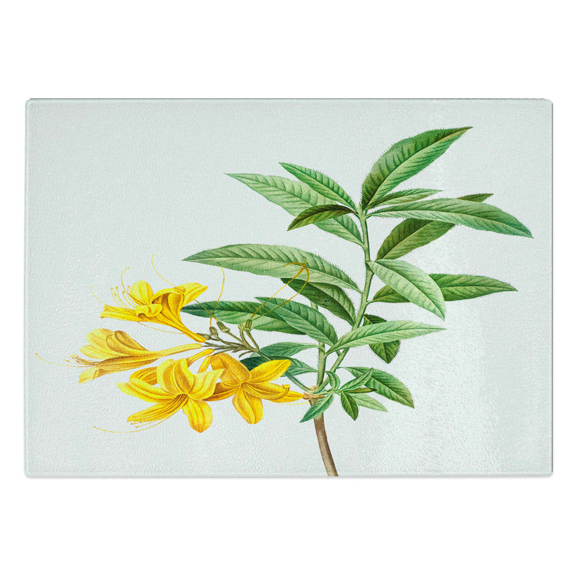 Tempered Glass Yellow Azalea Flowers by Pierre-Joseph Redoute Chopping Board, 28.5 cm W x 20 cm L