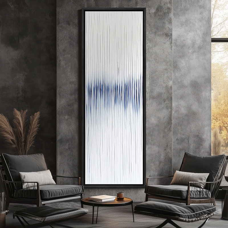 «Minimal Blue Watercolor», impression sur toile verticale encadrée, H 60 po x l 20 po x P 1,5 po, Noir