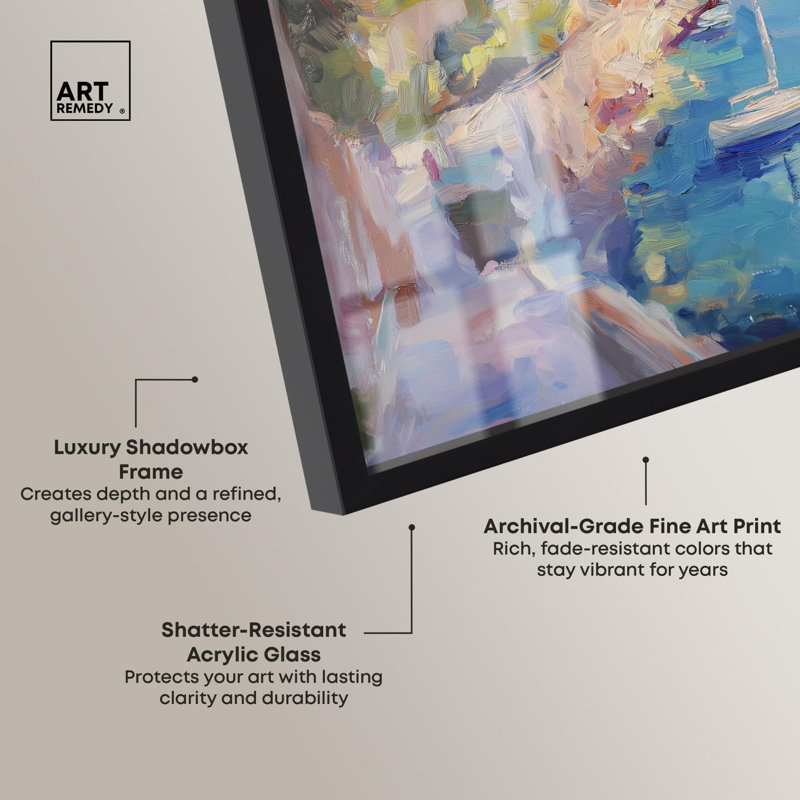 Harbour Hues Shadowbox Print Coastal Decor par Art Remedy, H 21 po x l 17 po, Noir