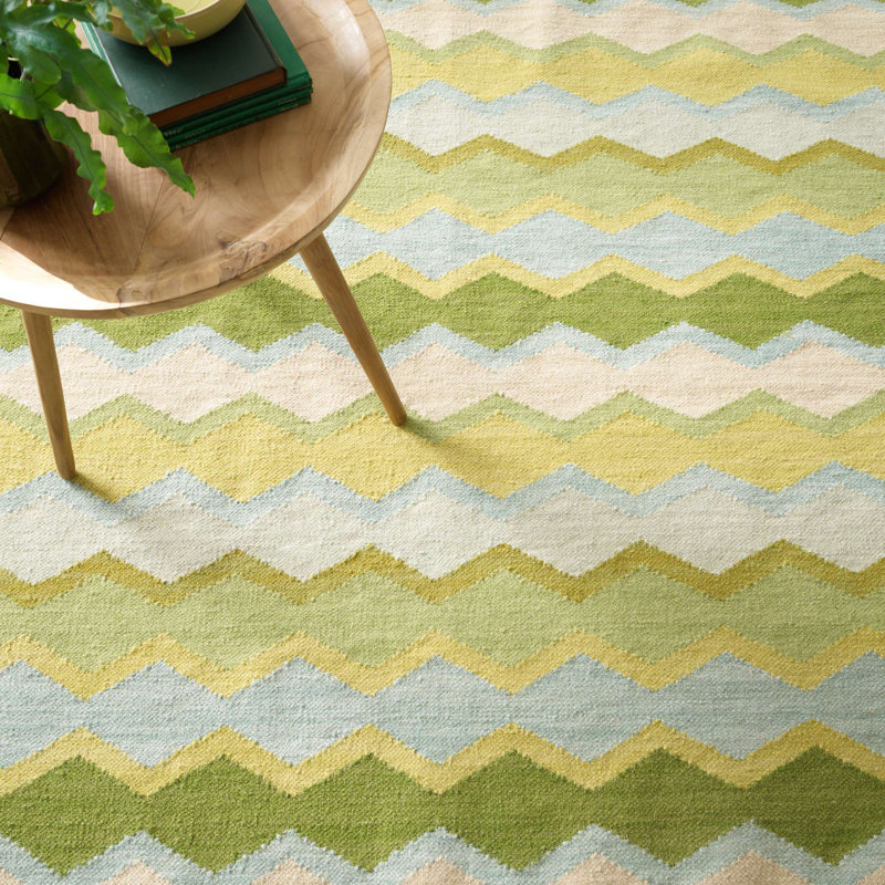 Tapis en laine vert tissé à la main Kit Kemp x Annie Selke, Tapis de couloir 2 pi 6 po x 8 pi