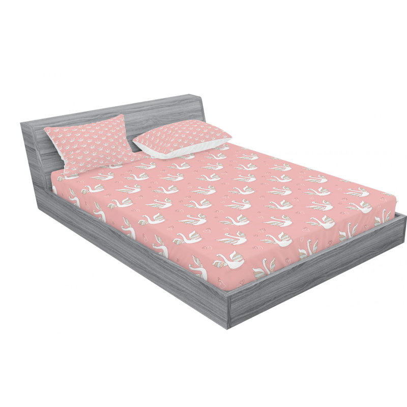 Microfiber Patterned Fitted Sheet, Full/Double Fitted Sheet with 2 Pillowcases