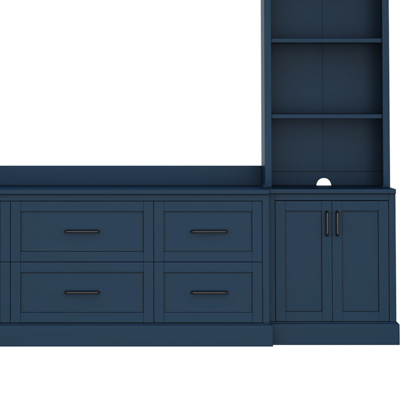 Meuble télé 107 po pour téléviseur de 70 po ou moins avec tablettes réglables pour le salon, Bleu
