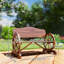 Wooden Outdoor Bench, Wagon Wheel Patio Loveseat, Carbonized