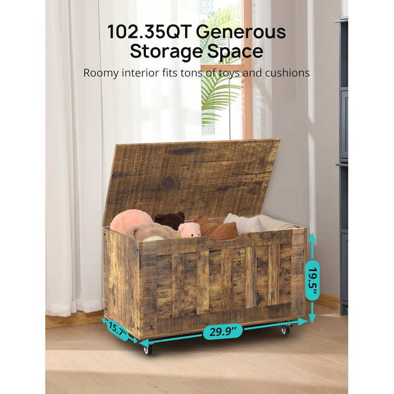 Banc de rangement rabattable, Bois brun