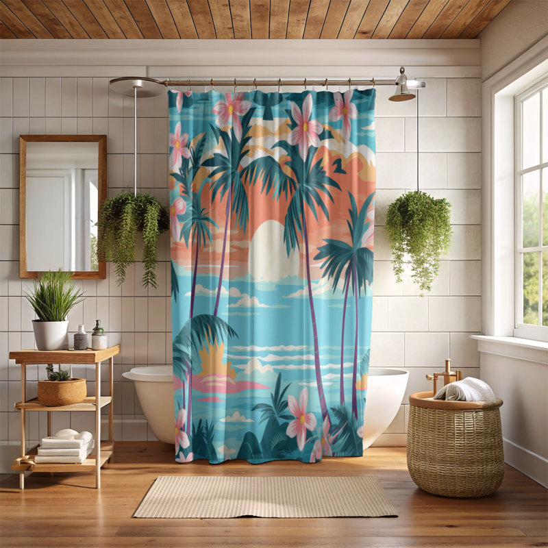 Island - Rideau de douche Premium, H 74 po x l 71 po