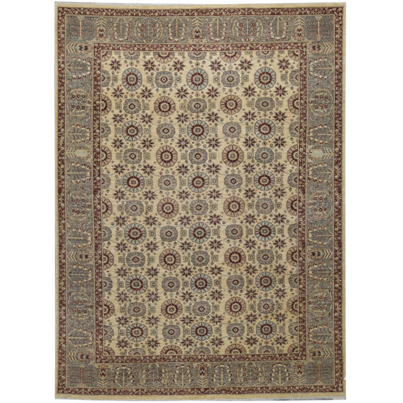Hand-Knotted High-Quality Beige and Gray Area Rug