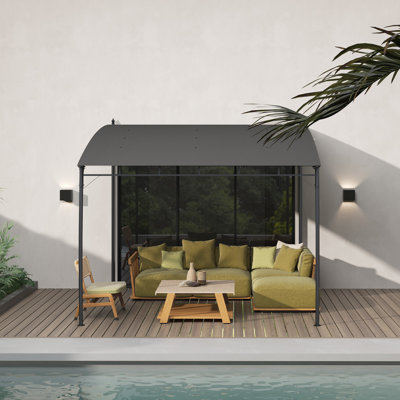 10' x 10' Outdoor Pergola Gazebo with UV-Resistant Canopy and Metal Frame, Sun Shade Shelter for Porch, Patio, Deck, Backyard, Charcoal Gray