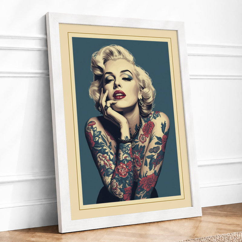 Tattooed Glamour Retro - Framed Print, A4 - 29.7 x 21.0 cm, White