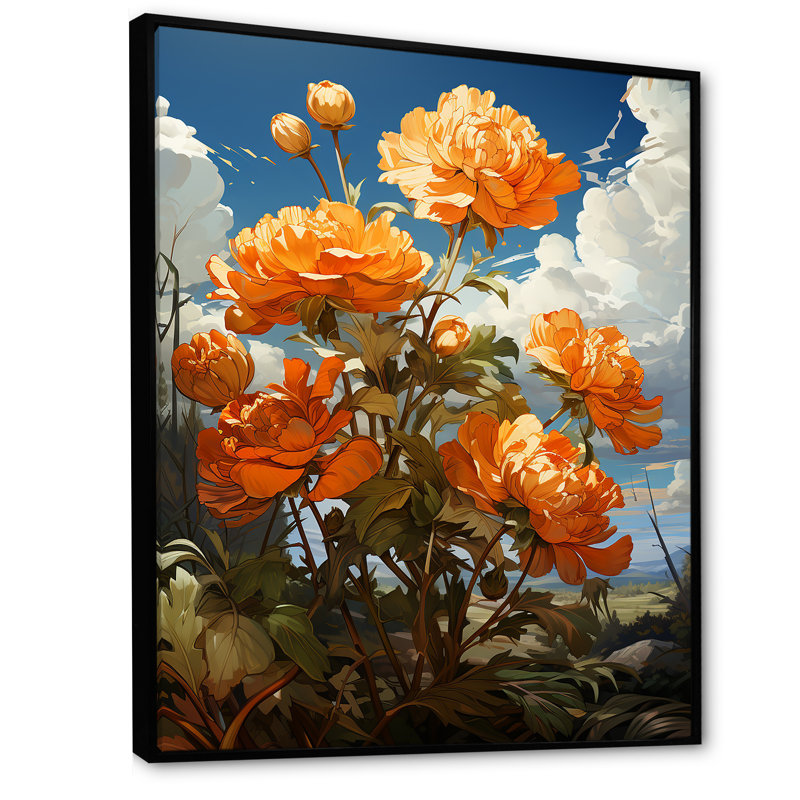 Pivoine beauté II - pivoines, art mural, Cadre flottant noir, H 32 po x l 16 po
